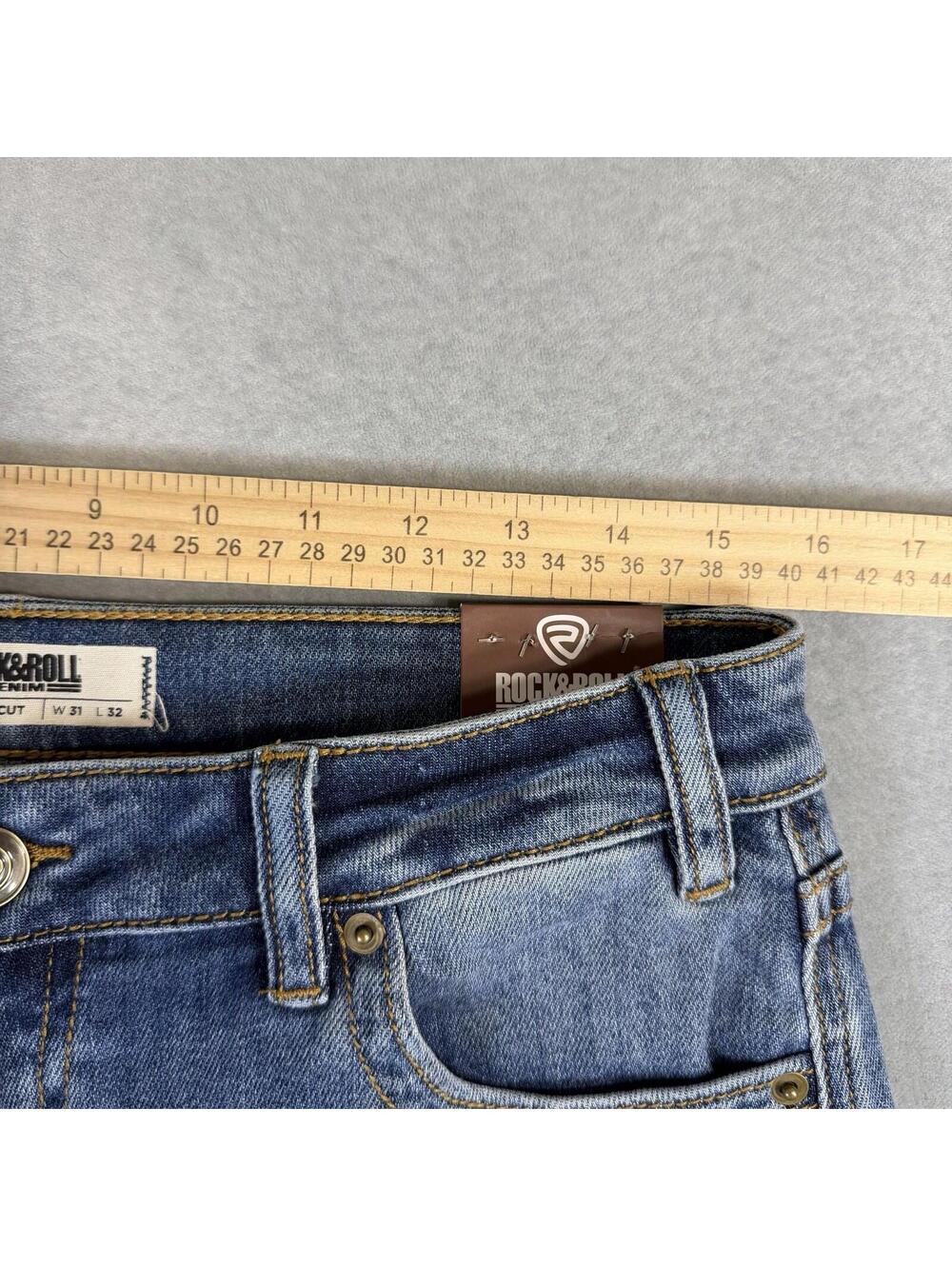Rock & Roll Denim Jeans Mens 31x32 Blue Bootcut High Rise Med Wash Stretch NWT - Picture 8 of 9